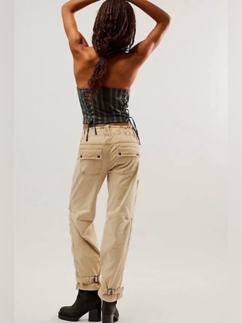 We The Free Can’t Compare Slouch Khaki Cargo Utility Pants Streetwear Gorpcore S - Picture 4 of 16